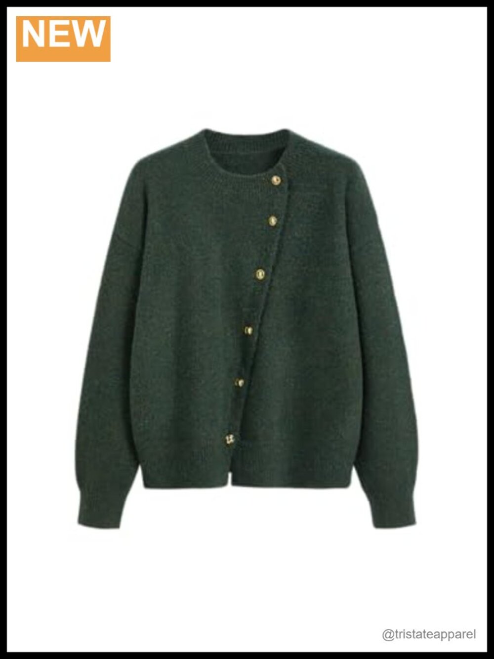 Wool Blend Knit Cardigan Button Down Long Sleeve Crew Neck Loose Fit Sweater